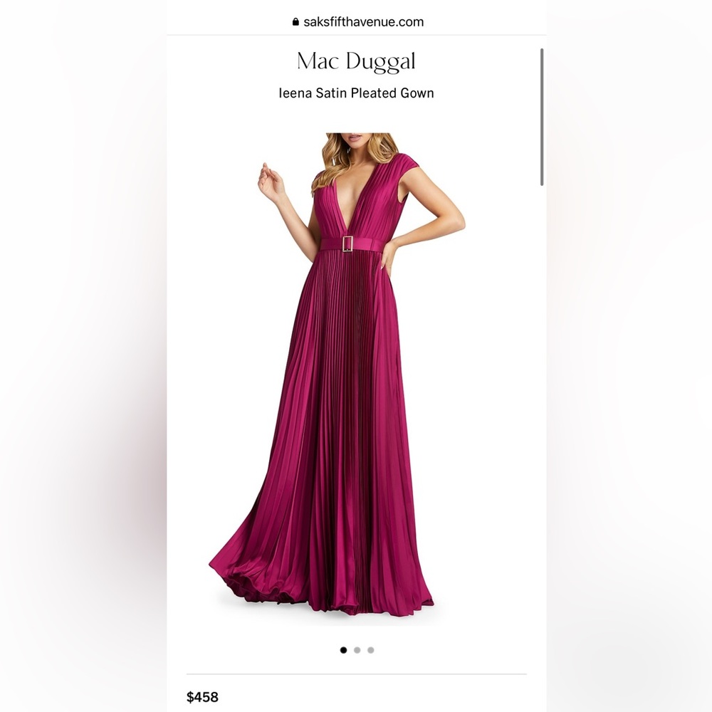 Mac Duggal Ieena Satin Pleated Gown